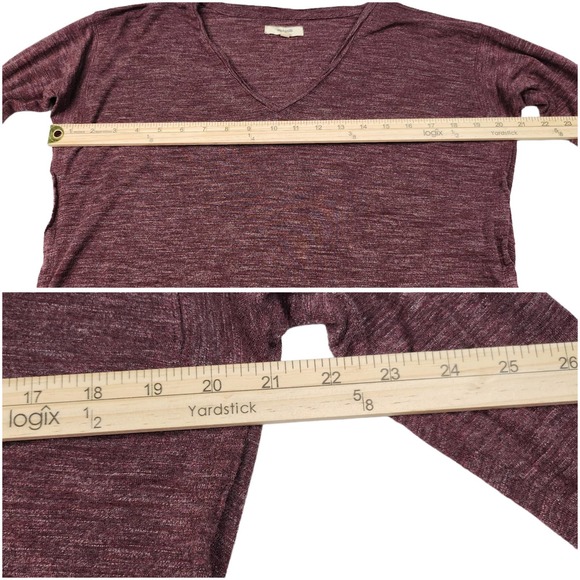 Madewell Shirt Small Maroon Red Purple V Neck Long Sleeve Flowy Lightweight - Picture 7 of 9